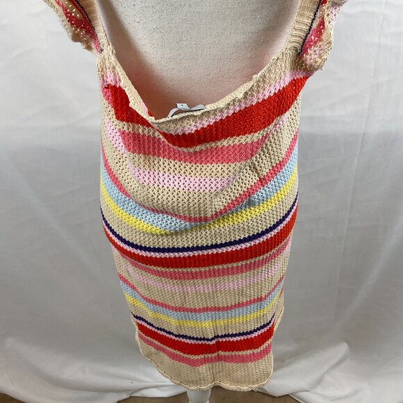Rails  Semi-Open Weave June Tan Multi-Stripe Dress L  Red Pink Blue Yellow Strip - Picture 11 of 12